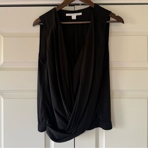 Diane von Furstenberg Black Sleeveless Draped Blouse Size 6
